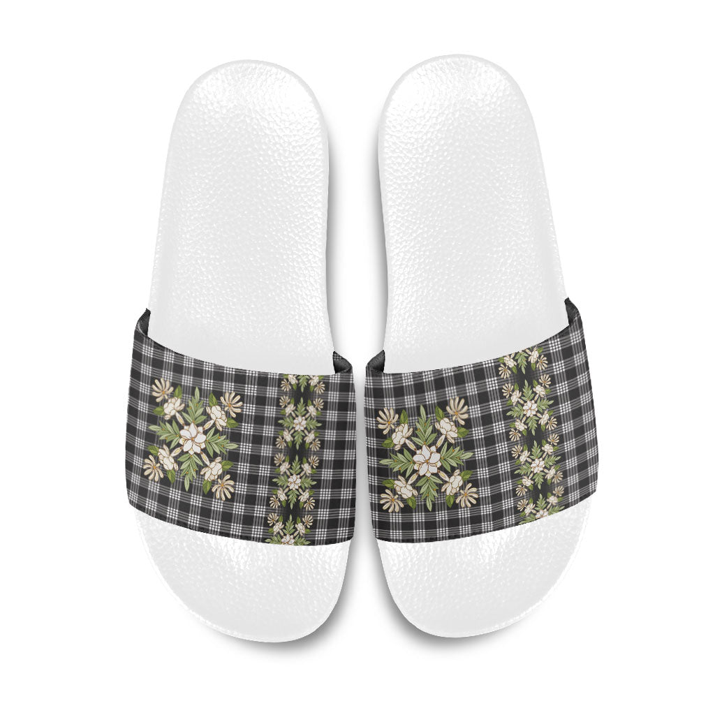 Pauli Hawai'i Palaka Squares Maile Leaf Slide Sandals Flowers Hawaiian Quilt Patterns