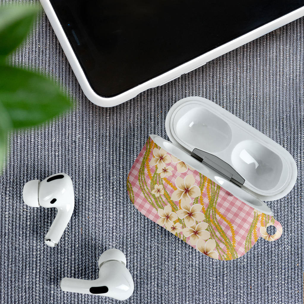 Akala Hamele Palaka Plumeria AirPods Case Puakenikeni and Maile Lei