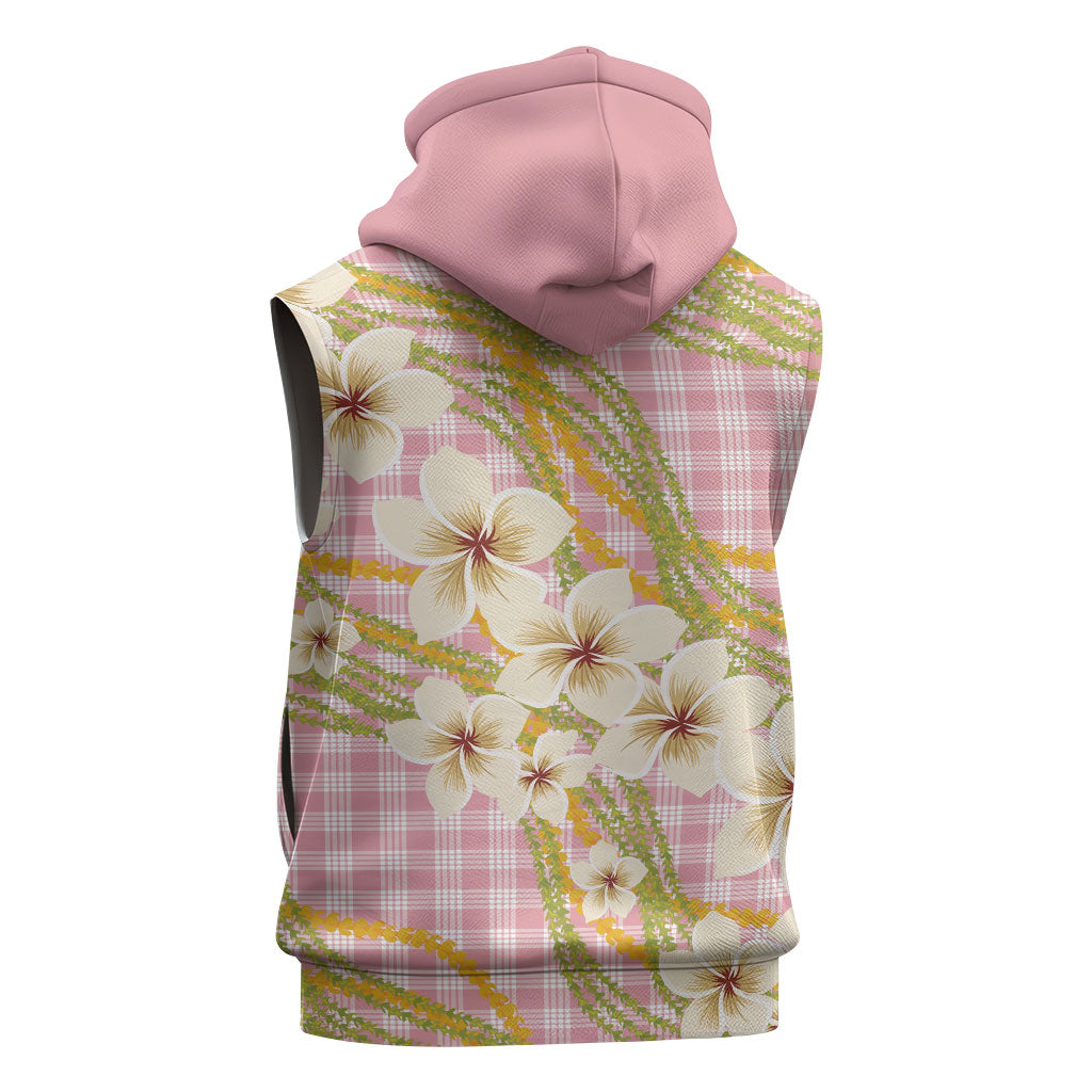 Akala Hamele Palaka Plumeria Sleeveless Hoodie Puakenikeni and Maile Lei