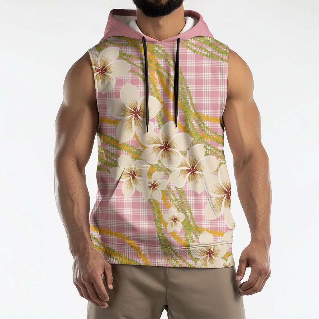 Akala Hamele Palaka Plumeria Sleeveless Hoodie Puakenikeni and Maile Lei