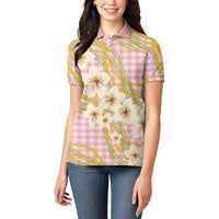 Akala Hamele Palaka Plumeria Women Polo Shirt Puakenikeni and Maile Lei LT9 - Polynesian Pride