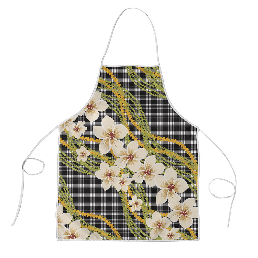Ele'ele Hawai'i Palaka Plumeria Apron Puakenikeni and Maile Lei LT9 Black - Polynesian Pride