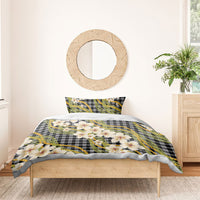 Ele'ele Hawai'i Palaka Plumeria Bedding Set Puakenikeni and Maile Lei
