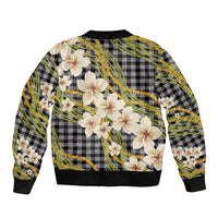 Ele'ele Hawai'i Palaka Plumeria Bomber Jacket Puakenikeni and Maile Lei