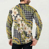 Ele'ele Hawai'i Palaka Plumeria Button Sweatshirt Puakenikeni and Maile Lei