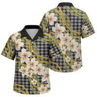 Ele'ele Hawai'i Palaka Plumeria Family Matching Off The Shoulder Long Sleeve Dress and Hawaiian Shirt Puakenikeni and Maile Lei LT9 Son's Shirt Black - Polynesian Pride