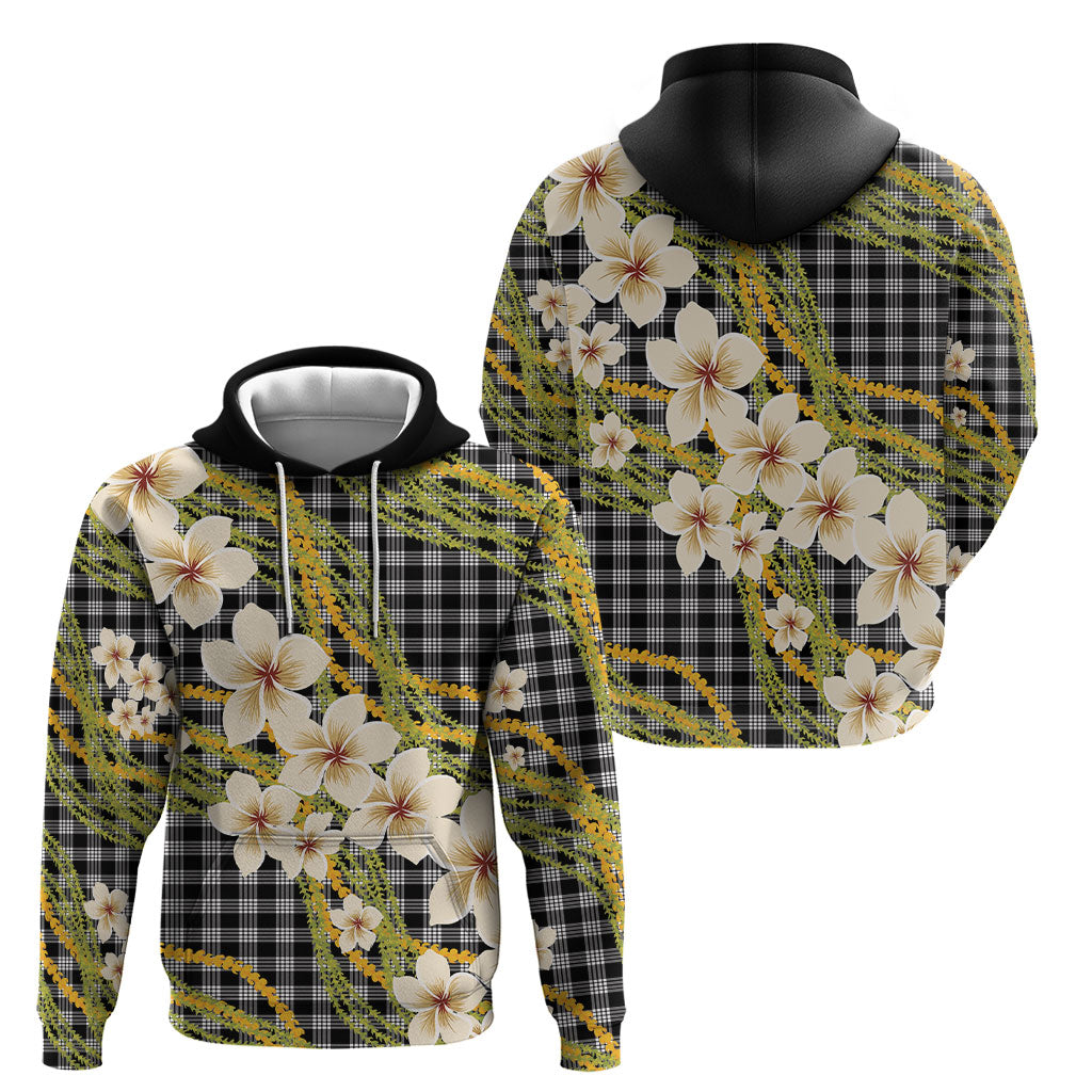 Ele'ele Hawai'i Palaka Plumeria Hoodie Puakenikeni and Maile Lei