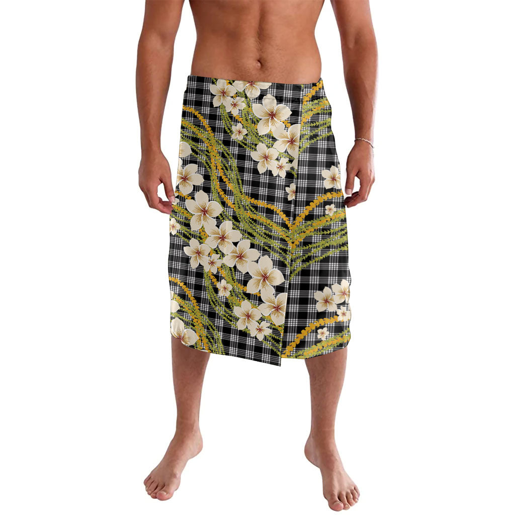 Ele'ele Hawai'i Palaka Plumeria Lavalava Puakenikeni and Maile Lei LT9 Black - Polynesian Pride