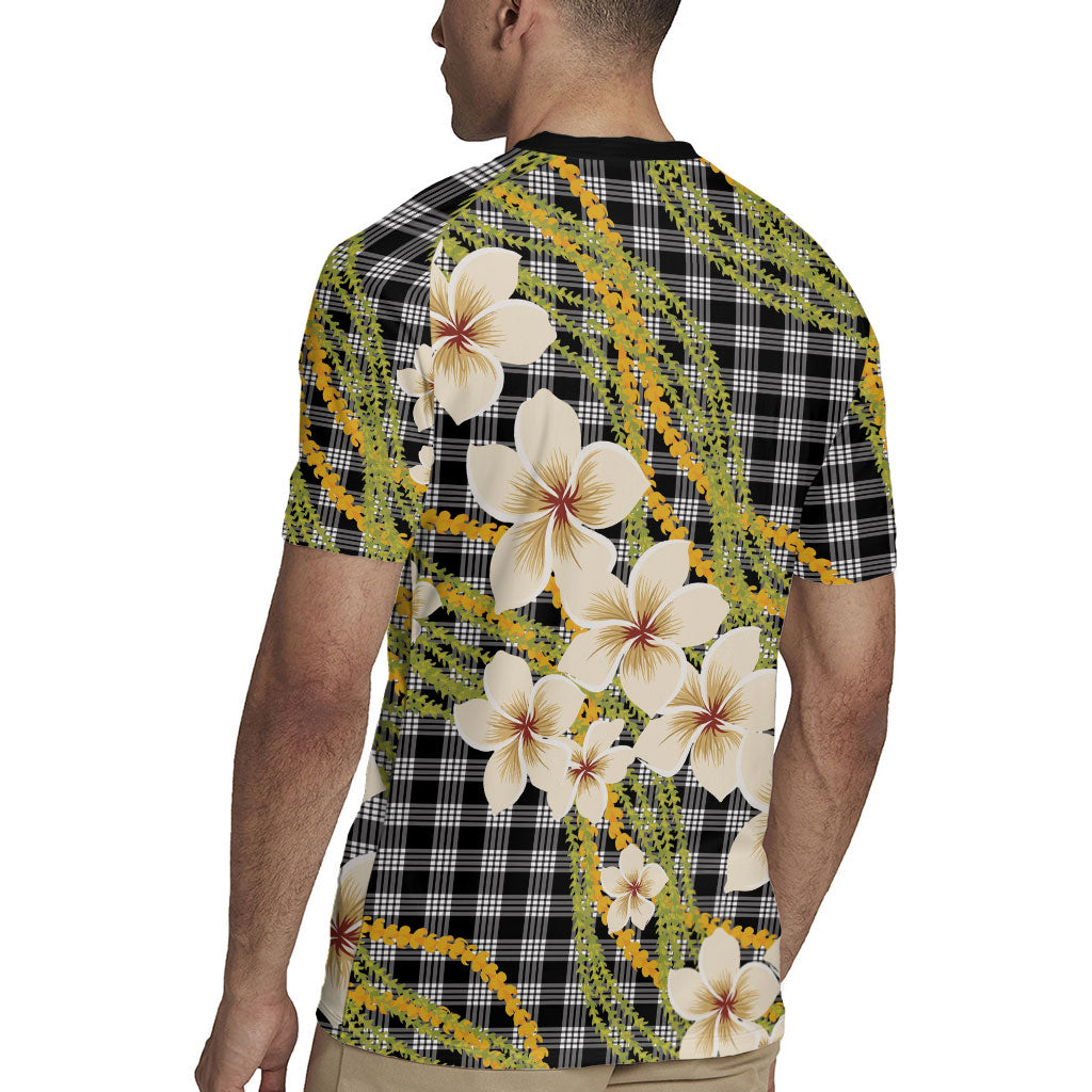 Ele'ele Hawai'i Palaka Plumeria Rugby Jersey Puakenikeni and Maile Lei