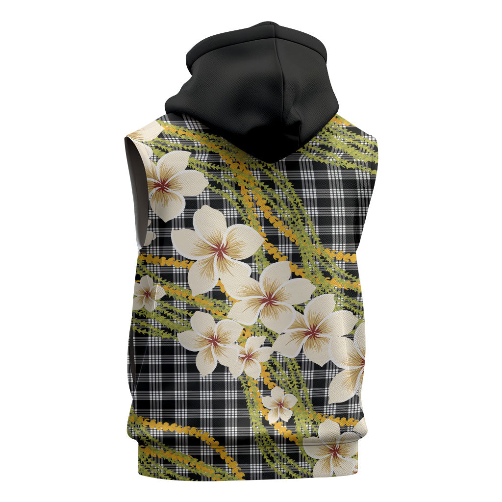 Ele'ele Hawai'i Palaka Plumeria Sleeveless Zip Hoodie Puakenikeni and Maile Lei