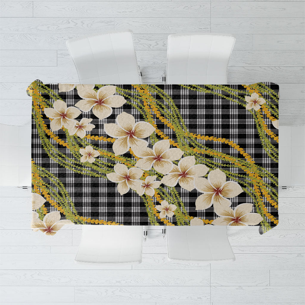 Ele'ele Hawai'i Palaka Plumeria Tablecloth Puakenikeni and Maile Lei LT9 Black - Polynesian Pride