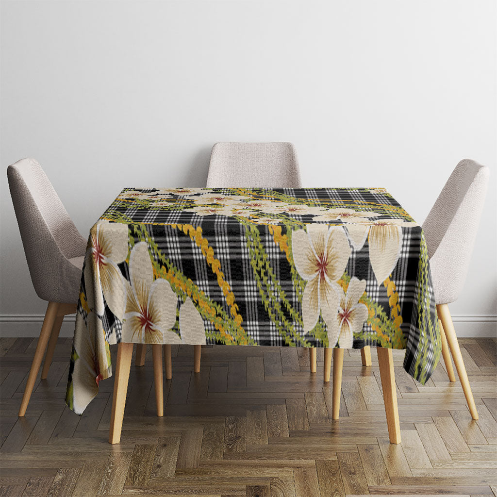 Ele'ele Hawai'i Palaka Plumeria Tablecloth Puakenikeni and Maile Lei