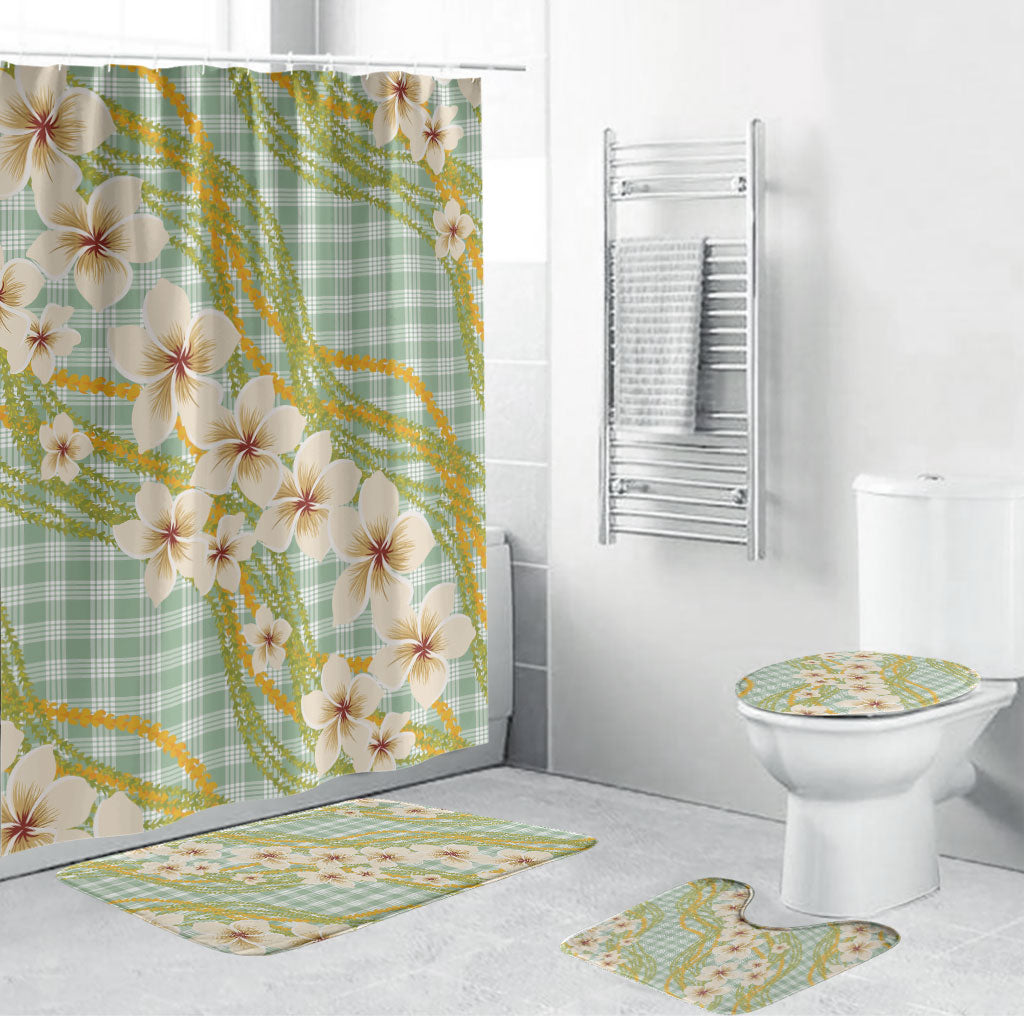 Liko Kukui Hawai'i Palaka Plumeria Bathroom Set Puakenikeni and Maile Lei