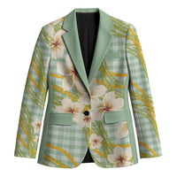 Liko Kukui Hawai'i Palaka Plumeria Blazer Puakenikeni and Maile Lei LT9 Unisex Sage Green - Polynesian Pride