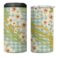 Liko Kukui Hawai'i Palaka Plumeria 4 in 1 Can Cooler Tumbler Puakenikeni and Maile Lei LT9 One Size: 16 oz Sage Green - Polynesian Pride