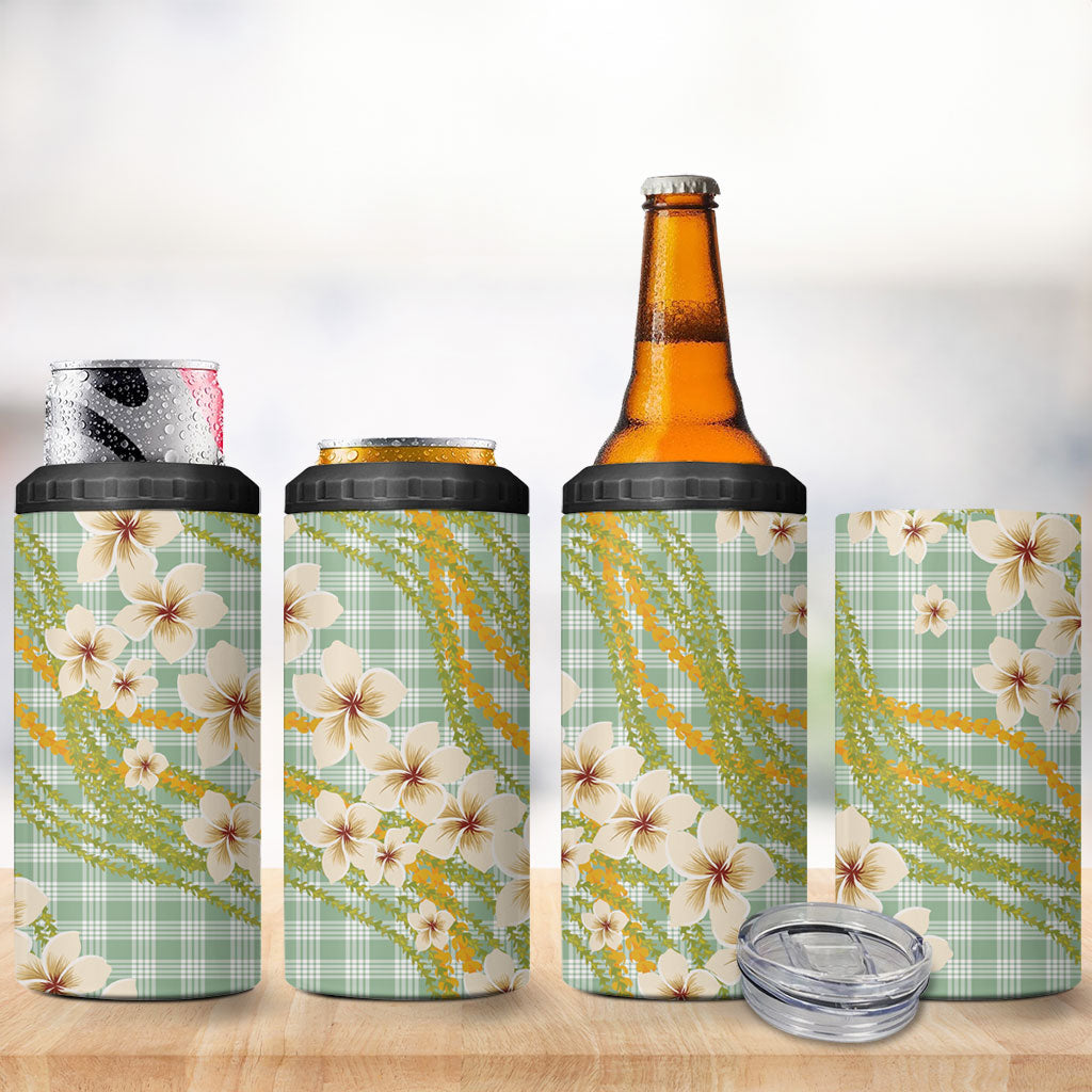 Liko Kukui Hawai'i Palaka Plumeria 4 in 1 Can Cooler Tumbler Puakenikeni and Maile Lei LT9 - Polynesian Pride