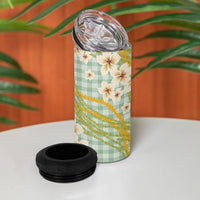 Liko Kukui Hawai'i Palaka Plumeria 4 in 1 Can Cooler Tumbler Puakenikeni and Maile Lei LT9 - Polynesian Pride