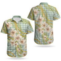 Liko Kukui Hawai'i Palaka Plumeria Couples Matching Tank Maxi Dress and Hawaiian Shirt Puakenikeni and Maile Lei LT9 - Polynesian Pride