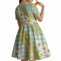 Liko Kukui Hawai'i Palaka Plumeria Kid Short Sleeve Dress Puakenikeni and Maile Lei LT9 - Polynesian Pride