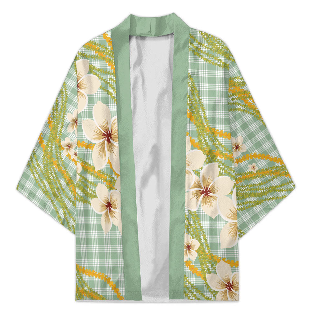 Liko Kukui Hawai'i Palaka Plumeria Kimono Puakenikeni and Maile Lei