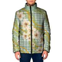 Liko Kukui Hawai'i Palaka Plumeria Padded Jacket Puakenikeni and Maile Lei