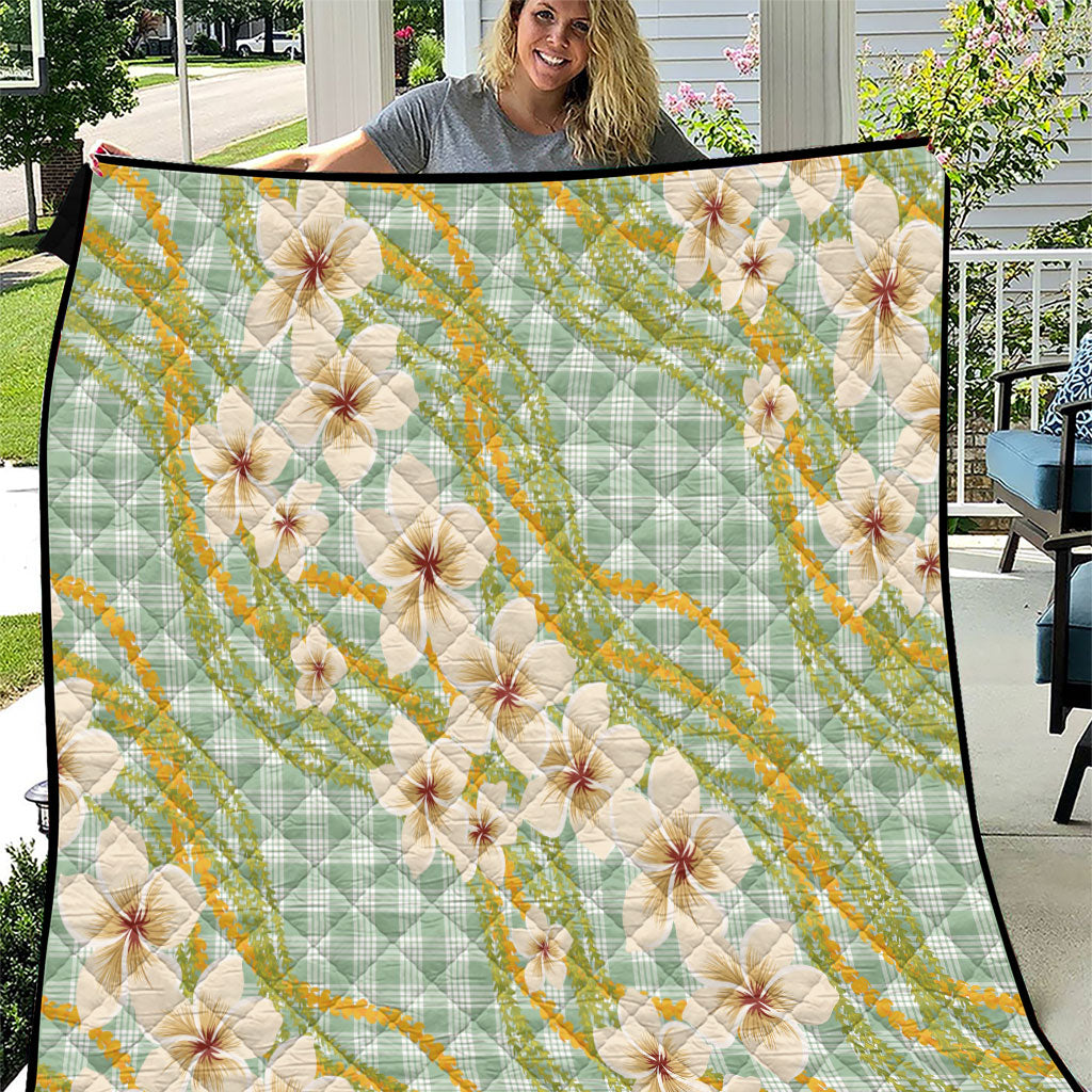 Liko Kukui Hawai'i Palaka Plumeria Quilt Puakenikeni and Maile Lei