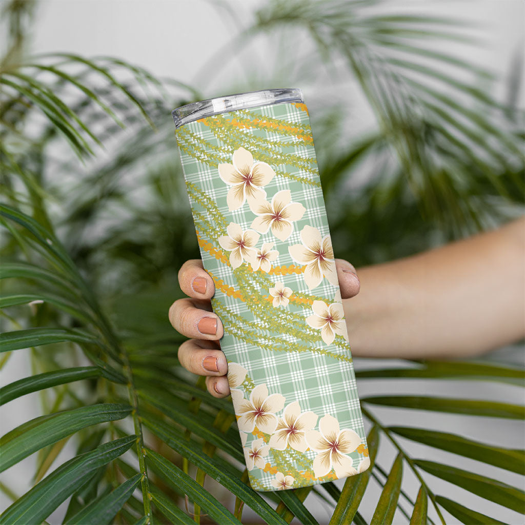 Liko Kukui Hawai'i Palaka Plumeria Skinny Tumbler Puakenikeni and Maile Lei LT9 - Polynesian Pride