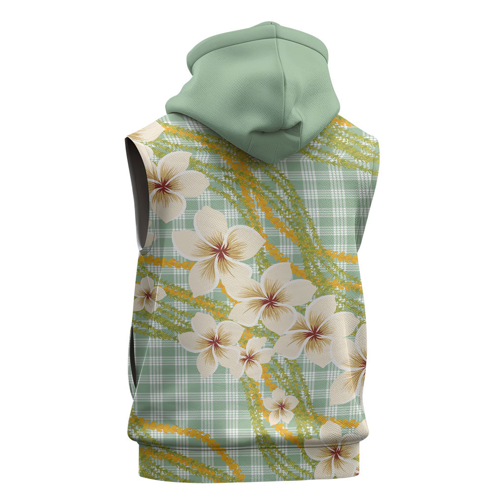 Liko Kukui Hawai'i Palaka Plumeria Sleeveless Hoodie Puakenikeni and Maile Lei LT9 - Polynesian Pride