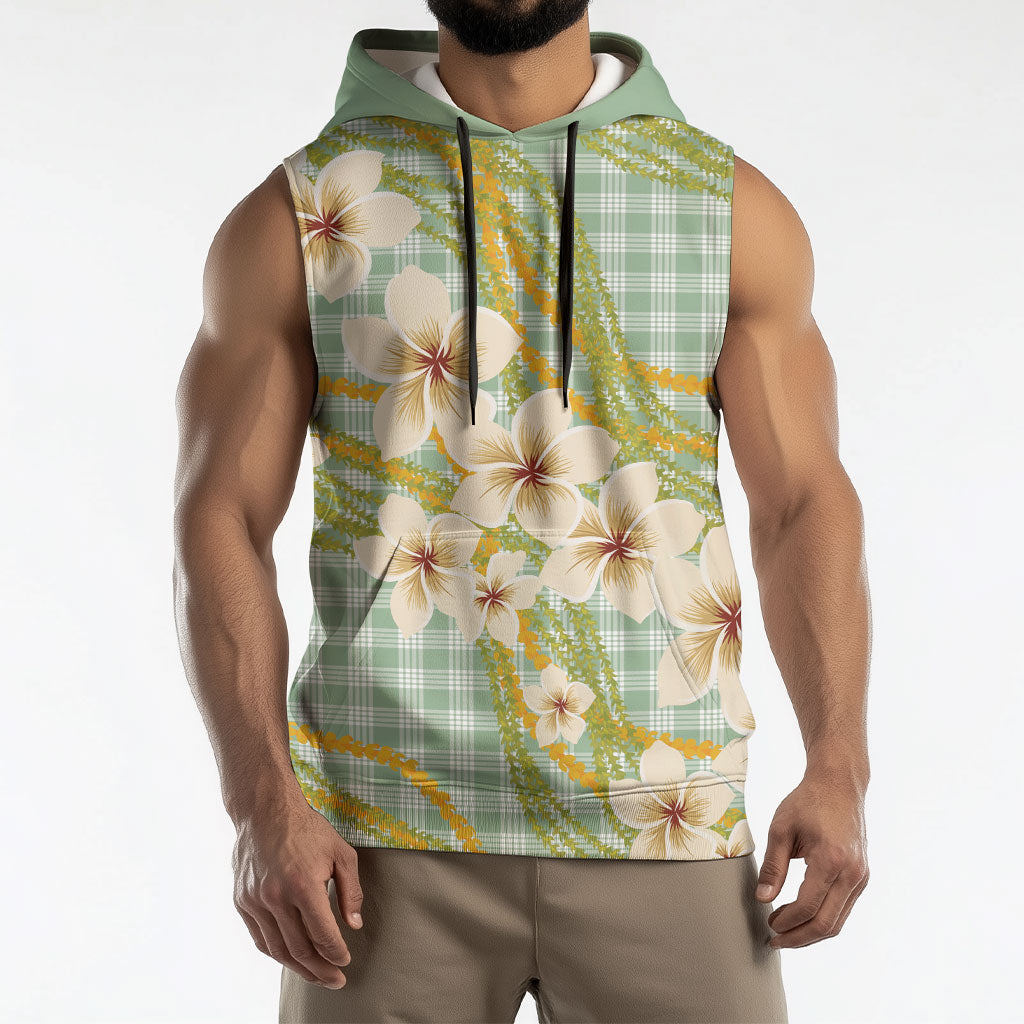 Liko Kukui Hawai'i Palaka Plumeria Sleeveless Hoodie Puakenikeni and Maile Lei LT9 - Polynesian Pride