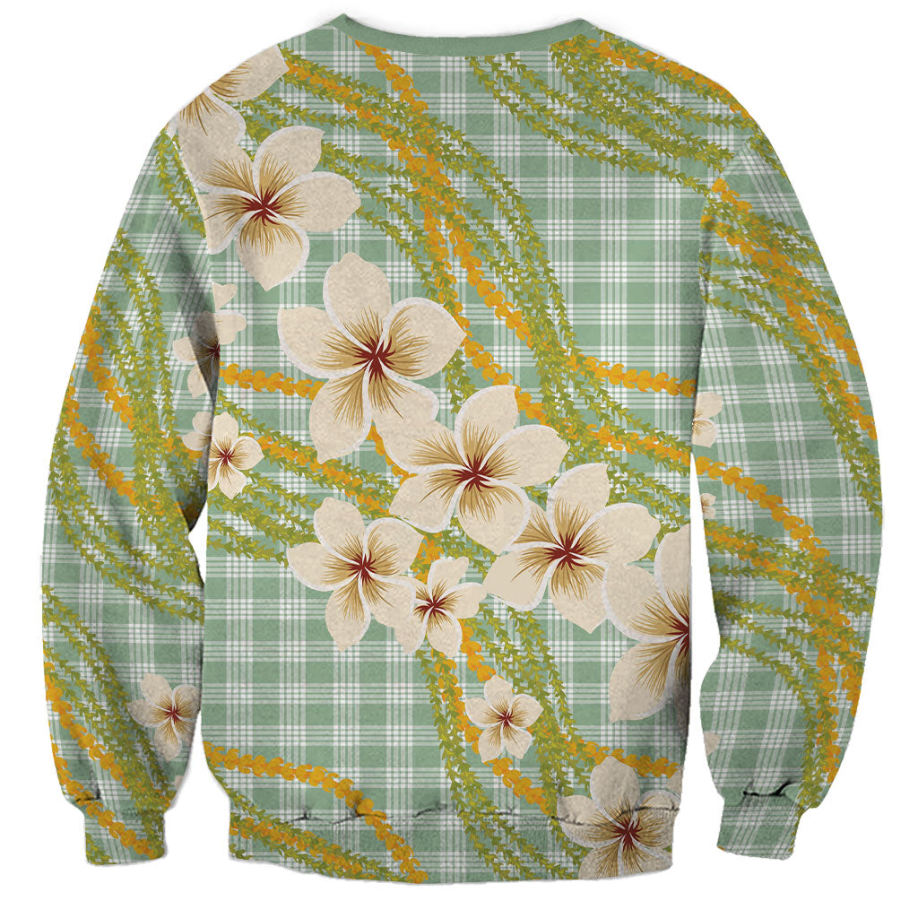 Liko Kukui Hawai'i Palaka Plumeria Sweatshirt Puakenikeni and Maile Lei LT9 - Polynesian Pride
