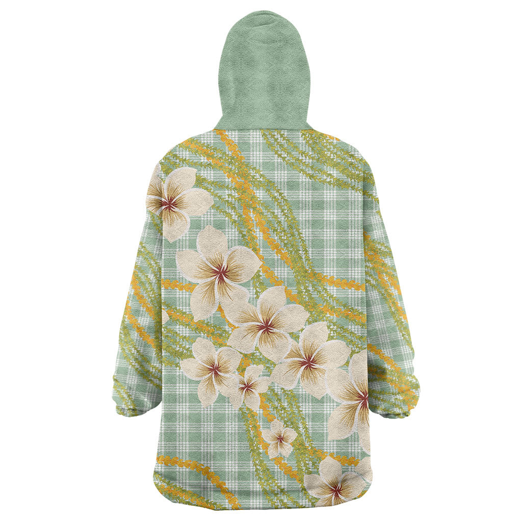 Liko Kukui Hawai'i Palaka Plumeria Wearable Blanket Hoodie Puakenikeni and Maile Lei LT9 - Polynesian Pride