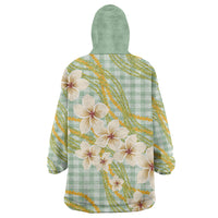 Liko Kukui Hawai'i Palaka Plumeria Wearable Blanket Hoodie Puakenikeni and Maile Lei LT9 - Polynesian Pride