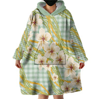 Liko Kukui Hawai'i Palaka Plumeria Wearable Blanket Hoodie Puakenikeni and Maile Lei LT9 - Polynesian Pride