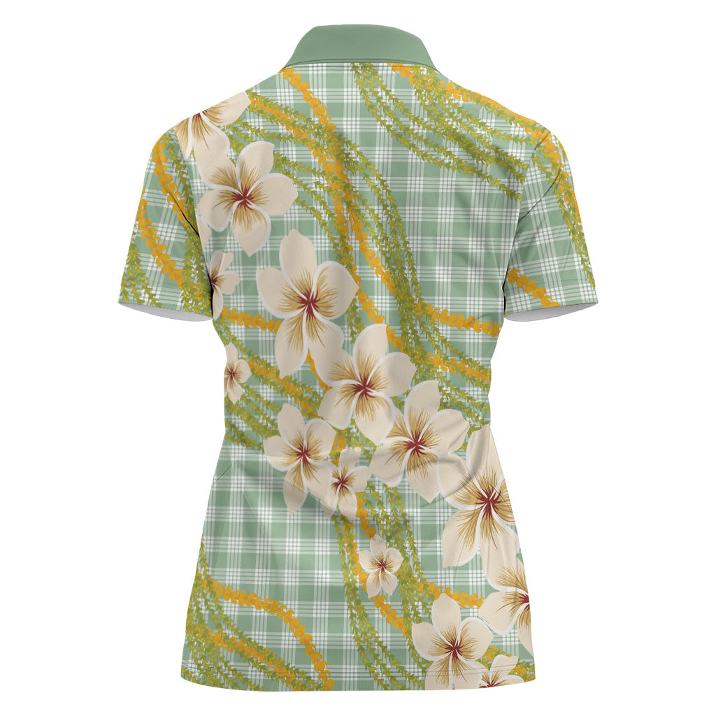 Liko Kukui Hawai'i Palaka Plumeria Women Polo Shirt Puakenikeni and Maile Lei LT9 - Polynesian Pride
