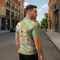Liko Kukui Hawai'i Palaka Plumeria Zipper Polo Shirt Puakenikeni and Maile Lei LT9 - Polynesian Pride