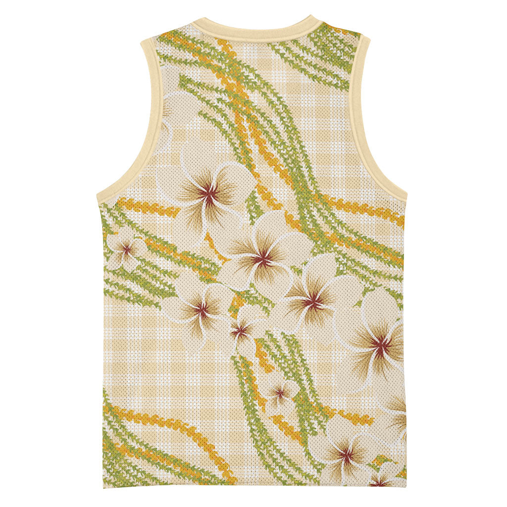 Melemele Ahiahia Hawai'i Palaka Plumeria Basketball Jersey Puakenikeni and Maile Lei LT9 - Polynesian Pride