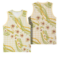 Melemele Ahiahia Hawai'i Palaka Plumeria Basketball Jersey Puakenikeni and Maile Lei LT9 - Polynesian Pride
