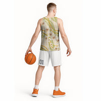 Melemele Ahiahia Hawai'i Palaka Plumeria Basketball Jersey Puakenikeni and Maile Lei LT9 - Polynesian Pride