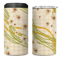Melemele Ahiahia Hawai'i Palaka Plumeria 4 in 1 Can Cooler Tumbler Puakenikeni and Maile Lei LT9 One Size: 16 oz Pastel Yellow - Polynesian Pride