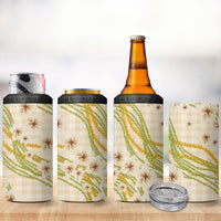 Melemele Ahiahia Hawai'i Palaka Plumeria 4 in 1 Can Cooler Tumbler Puakenikeni and Maile Lei LT9 - Polynesian Pride
