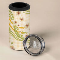 Melemele Ahiahia Hawai'i Palaka Plumeria 4 in 1 Can Cooler Tumbler Puakenikeni and Maile Lei LT9 - Polynesian Pride