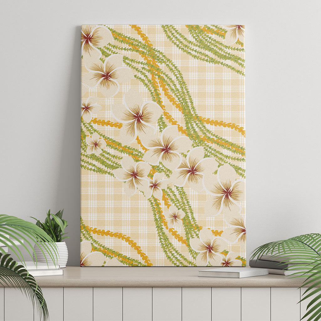 Melemele Ahiahia Hawai'i Palaka Plumeria Canvas Wall Art Puakenikeni and Maile Lei LT9 - Polynesian Pride
