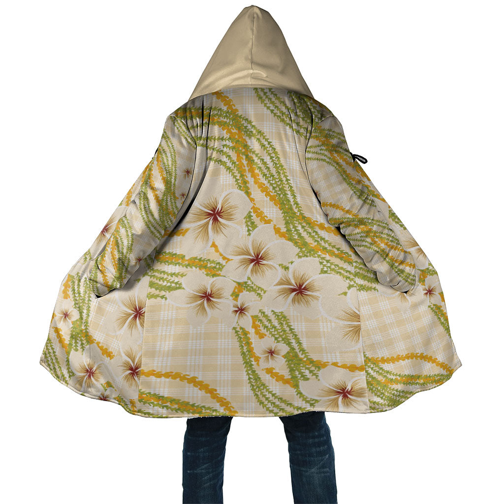 Melemele Ahiahia Hawai'i Palaka Plumeria Cloak Puakenikeni and Maile Lei LT9 Unisex Pastel Yellow - Polynesian Pride