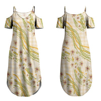 Melemele Ahiahia Hawai'i Palaka Plumeria Couples Matching Summer Maxi Dress and Hawaiian Shirt Puakenikeni and Maile Lei LT9 - Polynesian Pride