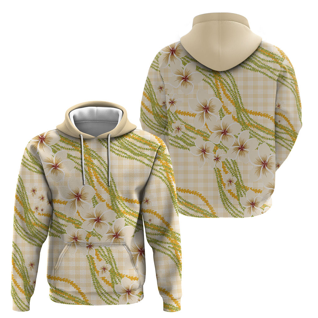 Melemele Ahiahia Hawai'i Palaka Plumeria Hoodie Puakenikeni and Maile Lei LT9 - Polynesian Pride