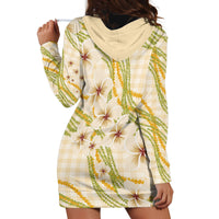 Melemele Ahiahia Hawai'i Palaka Plumeria Hoodie Dress Puakenikeni and Maile Lei LT9 - Polynesian Pride
