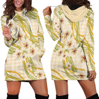 Melemele Ahiahia Hawai'i Palaka Plumeria Hoodie Dress Puakenikeni and Maile Lei LT9 - Polynesian Pride