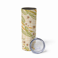 Melemele Ahiahia Hawai'i Palaka Plumeria Skinny Tumbler Puakenikeni and Maile Lei LT9 - Polynesian Pride