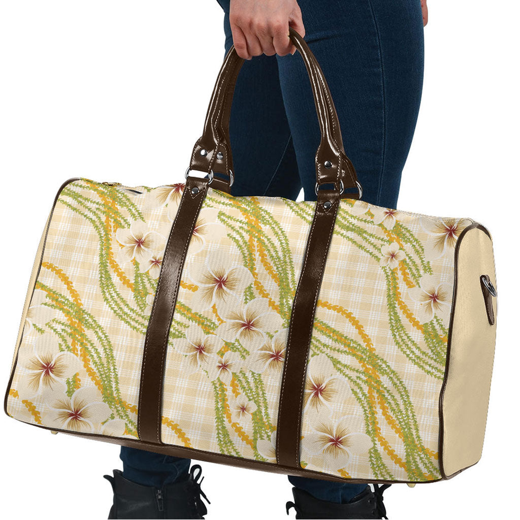 Melemele Ahiahia Hawai'i Palaka Plumeria Travel Bag Puakenikeni and Maile Lei LT9 - Polynesian Pride