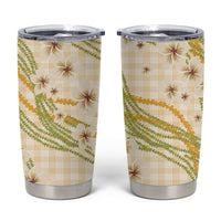 Melemele Ahiahia Hawai'i Palaka Plumeria Tumbler Cup Puakenikeni and Maile Lei LT9 Pastel Yellow - Polynesian Pride